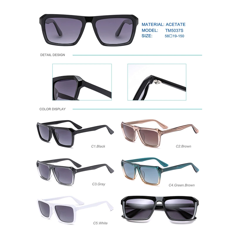 high quality new model custom logo acetate sunglasses